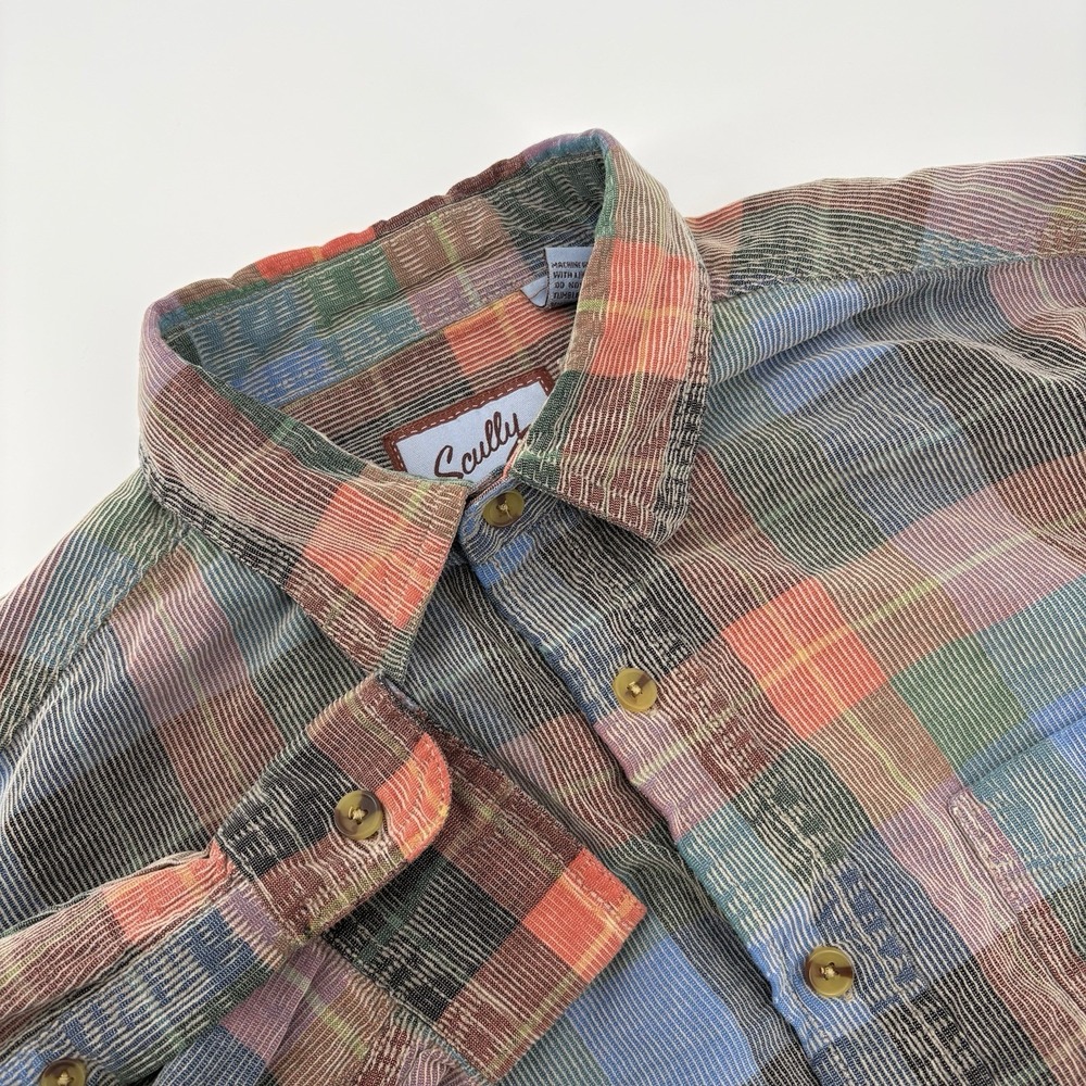 Scully Men's Plaid Shirt Corduroy Long Sleeve Button Down Size Large Multicolor